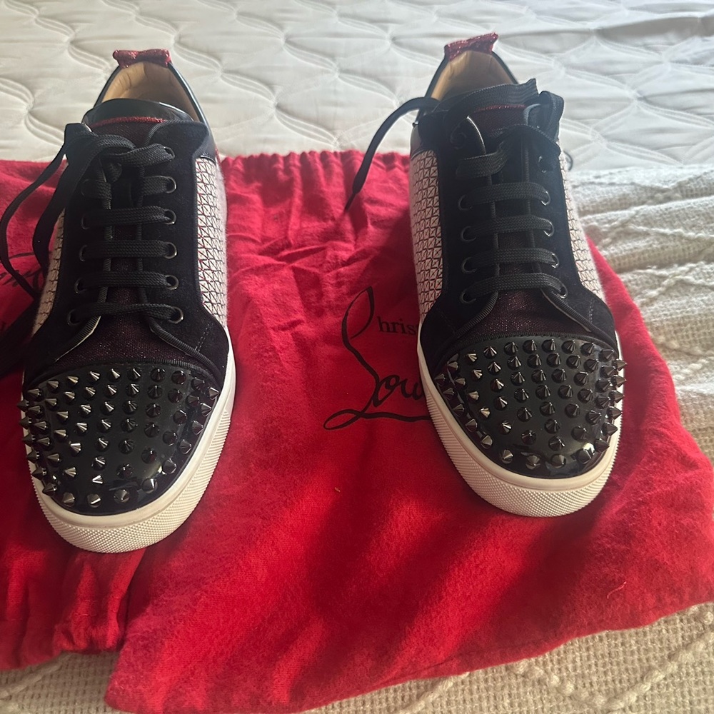Christian Louboutin Black and White Studded Sneakers